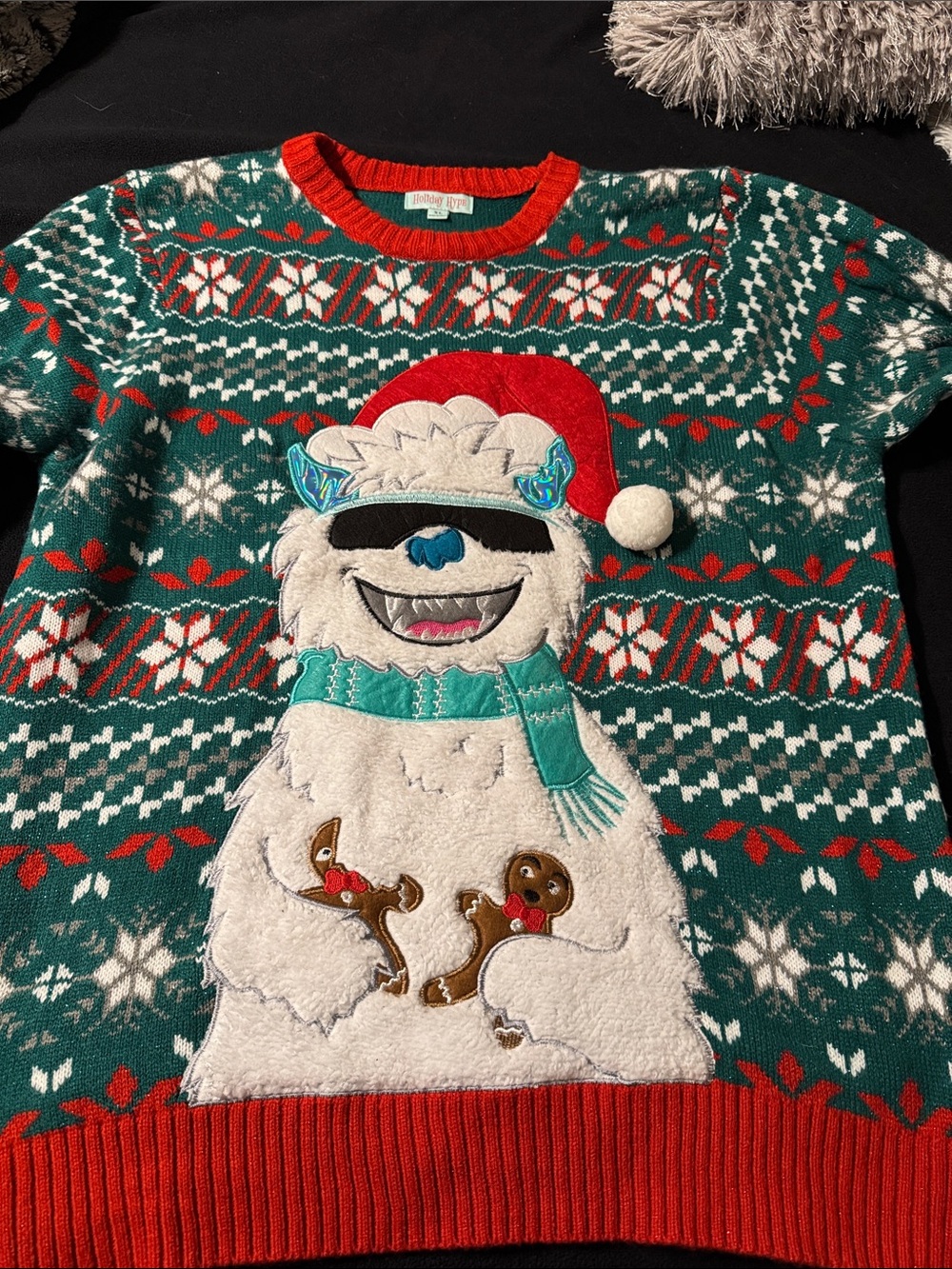 Men's Holiday Yeti Sweater - Green/Red
